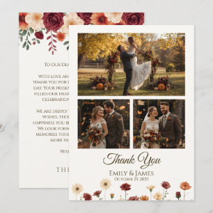 Élégant Carte de remerciements Mariage de automne