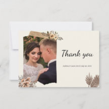 Élégant Carte de remerciements Mariage floral | Bo
