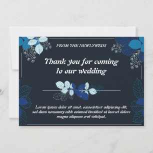 Élégant Carte de remerciements Mariage noir et ble