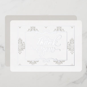 Élégant Carte de remerciements plat en argent - Vé