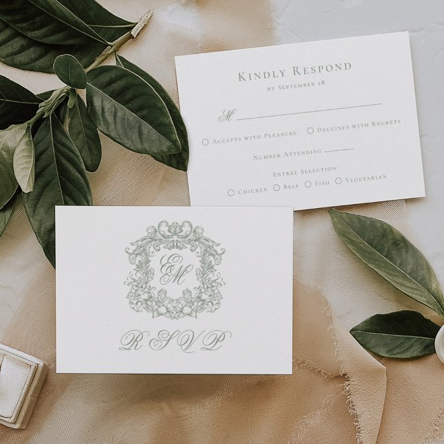 Élégant Carte de Réponse de Mariage au Vert Sauge  (Créateur téléchargé)