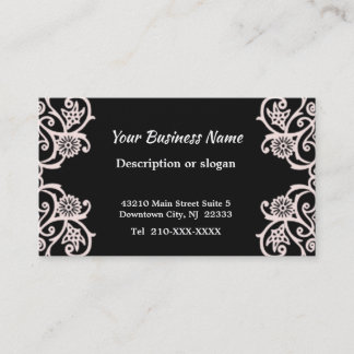 Élégant Carte de visite à fleurs noir et blanc