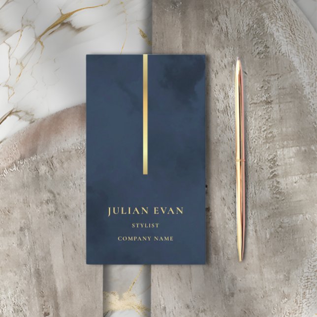 Élégant Carte de visite bleu or de marine glamour (Créateur téléchargé)