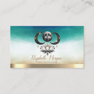 Élégant Carte de visite d'aquarelle Lotus Moon