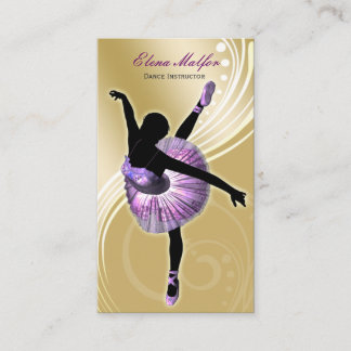 élégant Carte de visite de ballerine d'or