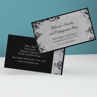Élégant Carte de visite de boutique Black and Grey