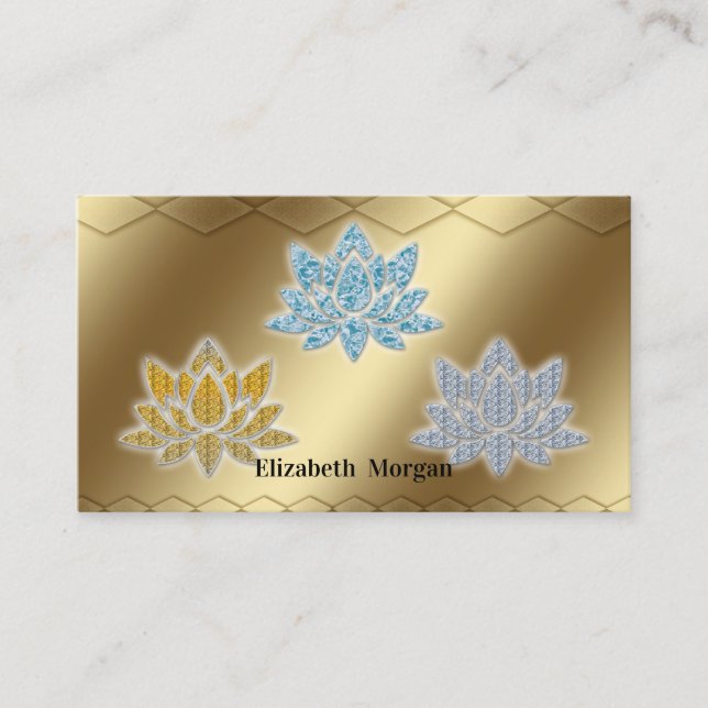 Élégant carte de visite de fleurs de lotus doré (Devant)