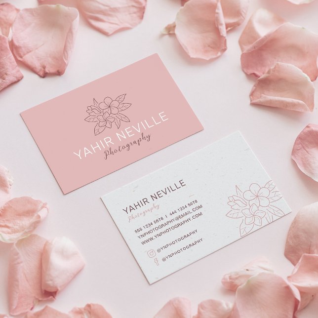 Élégant Carte de visite de logo rose floral (Créateur téléchargé)