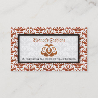 Élégant carte de visite de mode damassé orange