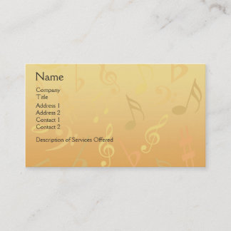 Élégant Carte de visite de notes musicales - Gold 