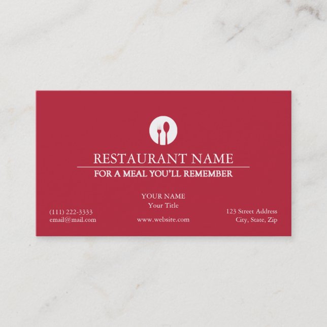 Élégant Carte de visite de restaurant (Devant)