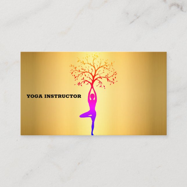 Elégant carte de visite de yoga doré pour vous aff (Devant)