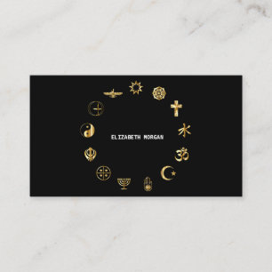 Élégant carte de visite de yoga noir et or