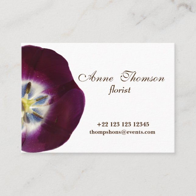Élégant Carte de visite détail de la tulipe violet (Devant)