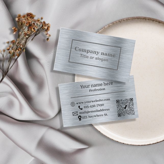 Élégant Carte de visite en argent métallique (Créateur téléchargé)