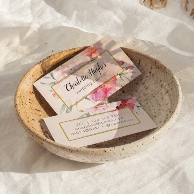 Elégant Carte de visite floral aquarelle (Créateur téléchargé)