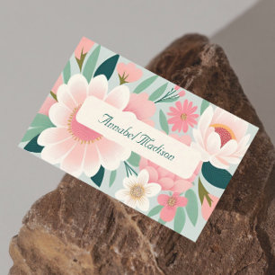 Élégant Carte de visite floral avec code QR   DP7