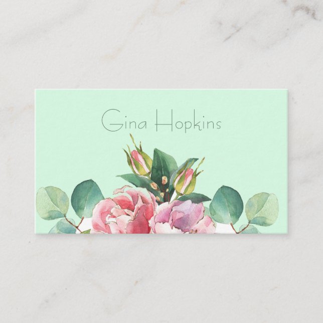 Élégant Carte de visite floral d'aquarelle (Devant)