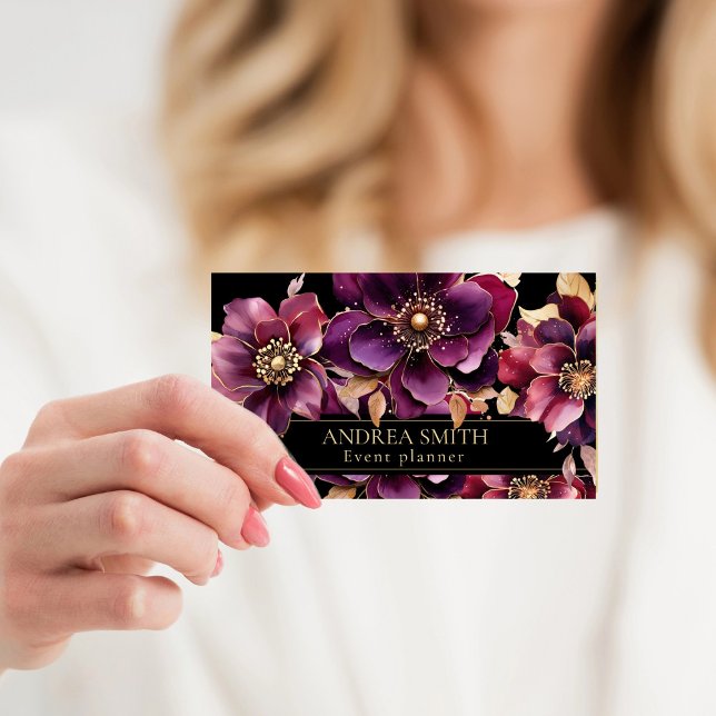 Élégant Carte de visite Floral Event Planner (Créateur téléchargé)