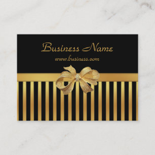 Elégant Carte de visite Gold Black Stripe Gold Bow