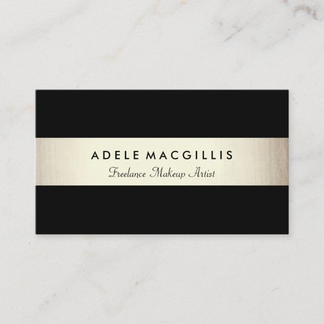 Élégant Carte de visite moderne Black Faux Gold Fo (Devant)