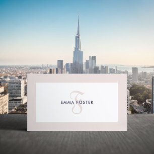 Élégant Carte de visite Monogram Coconut Cream Fra