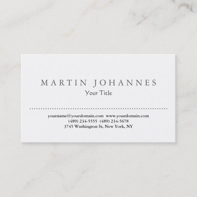 Élégant carte de visite professionnel blanc clair (Devant)