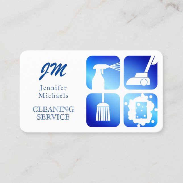 Élégant carte de visite professionnel bleu (Devant)