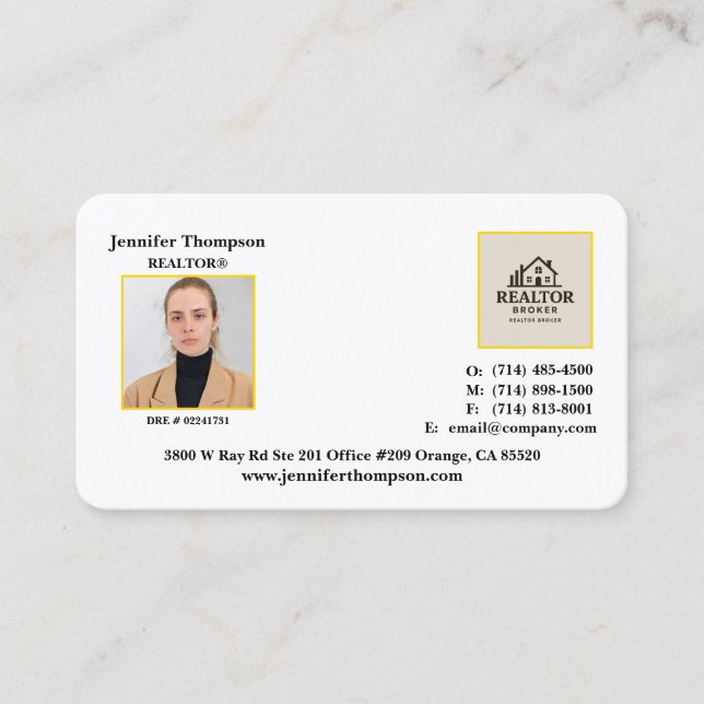 Élégant Carte de visite Professionnel Pour Realtor (Devant)