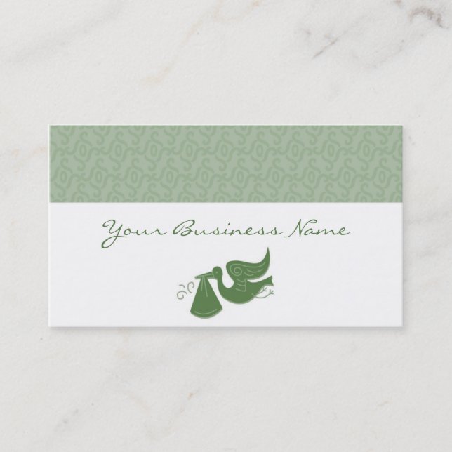 Élégant Carte de visite vert cigogne (Devant)