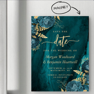 Élégant carte magnétique de mariage Fleurs sarcell