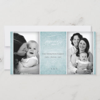 Elégant carte photo bleu "Joyeux Noël"