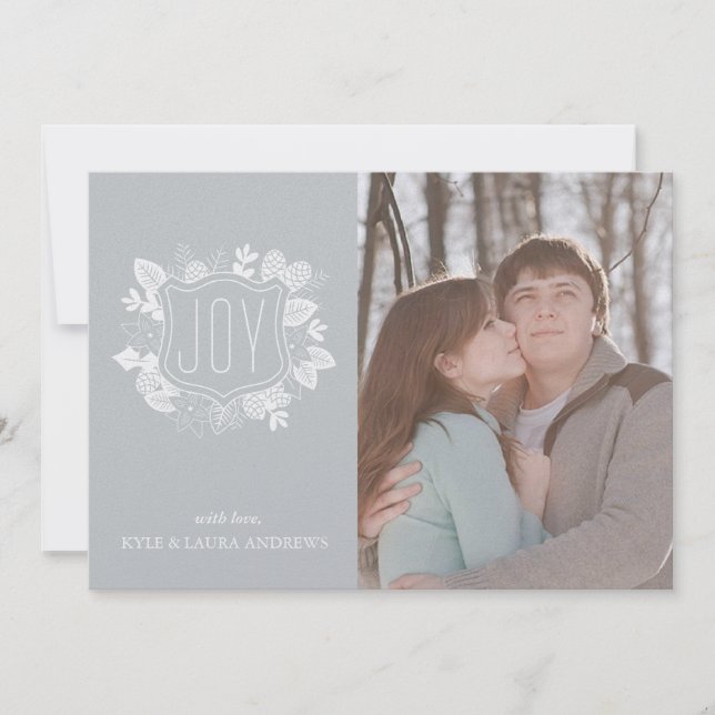 Élégant Carte photo de Foliage d'hiver Silver Shim (Devant)