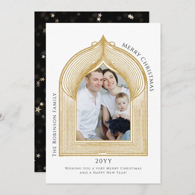 Élégant Carte photo Gold Arch (Devant / Derrière)