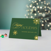 Élégant Cartes de Noël Entreprise Vert Flocon de N