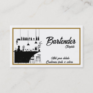 Élégant cartes de visite de cocktail de barman