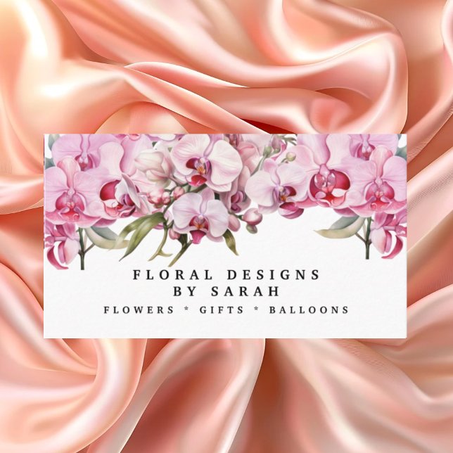 Élégant Cartes de visite d'orchidées roses (Créateur téléchargé)