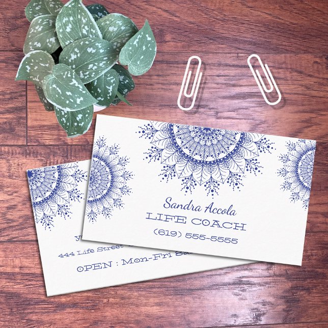 Élégant Cartes de visite Mandala Blue Snowflake (Créateur téléchargé)