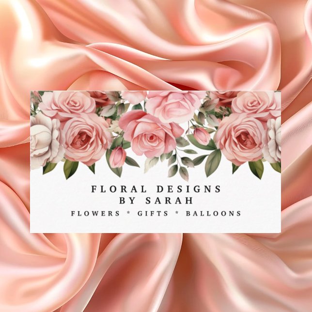 Élégant Cartes de visite roses roses (Créateur téléchargé)