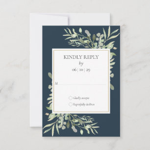 Élégant Carton de Réponse de Mariage aux Feuilles