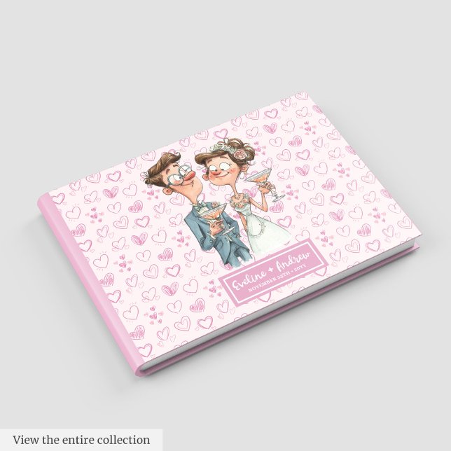 Élégant Cartoon Couple Mariage Livre d'hôte (Elegant Cartoon Couple Wedding Guest book)