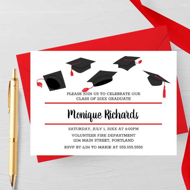 Élégant Casquette Toss Graduation Party Invitation (Créateur téléchargé)