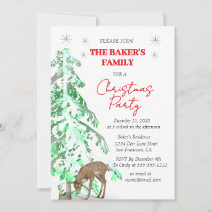 Elégant cerf et pin Noël Invitations