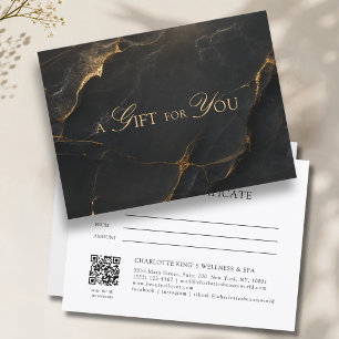Élégant Certificat Cadeau Code QR en Marbre Noir