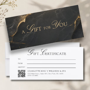 Élégant Certificat Cadeau Code QR en Marbre Noir