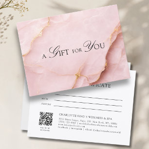 Élégant Certificat Cadeau Code QR en Marbre Rose P