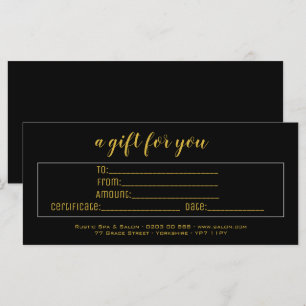 Élégant certificat cadeau d'affaires Black & Gold