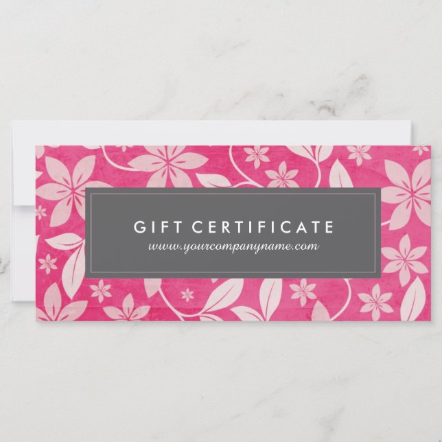 Élégant certificat cadeau floral (Devant)