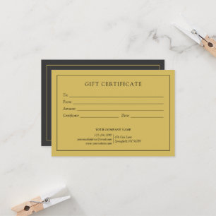 Élégant certificat cadeau logo commercial gris sim