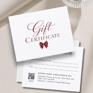 Élégant Certificat-Cadeau Rouge Blanc Ruban